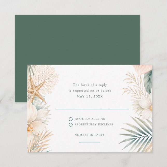 Elegant kustbröllop RSVP OSA Kort (Fram/baksida)