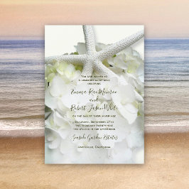Elegant kustbröllop Vita blommor Sjöstjärna Inbjudningar