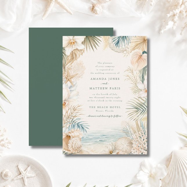 Elegant kustbröllopsinbjudan (Elegant Coastal Beach Wedding Invite)