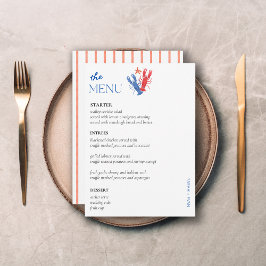 Elegant Kustmenykort Bröllop Bord - Flat Menu Meny