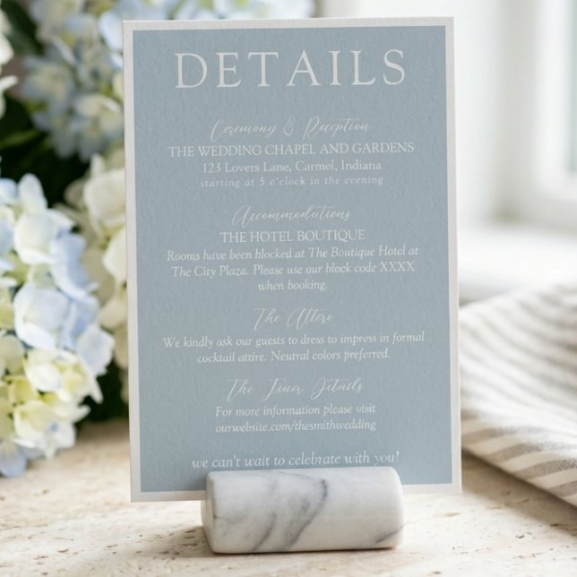 Elegant kustnära blå script bröllopsinkluderingkor tilläggskort (Elegant Coastal Blue Script Wedding Enclosure Card)