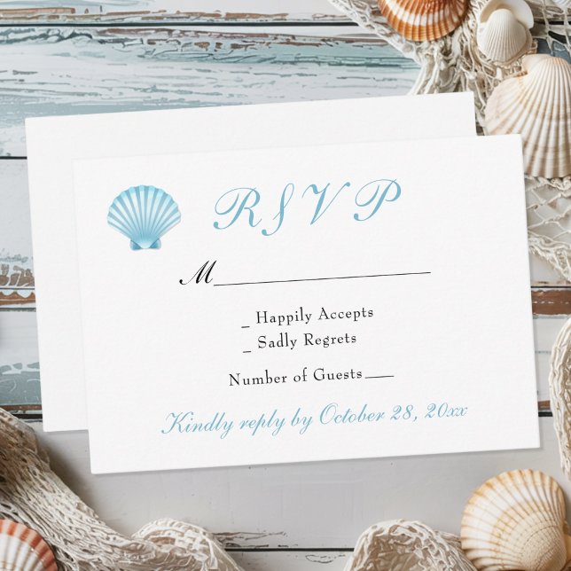 Elegant Kustnära Snäckor Nautical Beach Wedding OSA Kort (Skapare uppladdad)