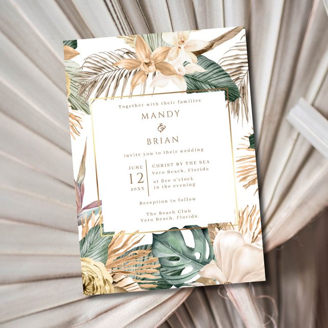 Elegant kustnära stranddestination bröllop inbjudningar (Elegant Coastal Beach Destination Wedding Invitation)