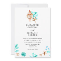 Elegant kustomsnäckor akvarell strandbröllop