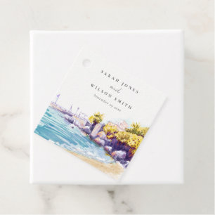 Elegant Kuststrandsnack Sjölandskap Bröllop Gåvor Etiketter