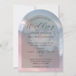 Elegant kustvågsbåge strandbröllop inbjudningar