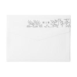 Elegant Kuvert Blommigt Monogram Sketched Adress Etikettband