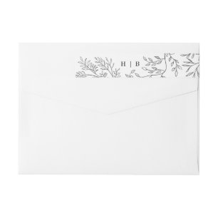 Elegant Kuvert Blommigt Monogram Sketched Adress Etikettband