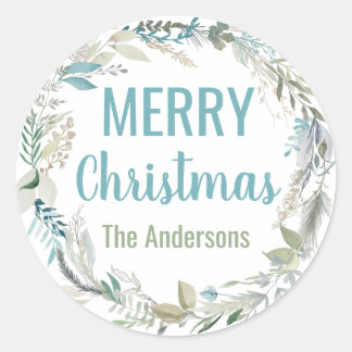 Elegant-kuvert för personligens julstämplar runt klistermärke