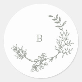 Elegant Kuvert Grönt Blommigt Monogram utandning Runt Klistermärke