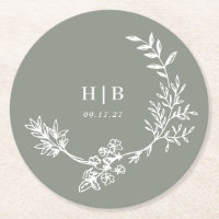 Elegant Kuvert Grönt Blommigt  Monogram utandning