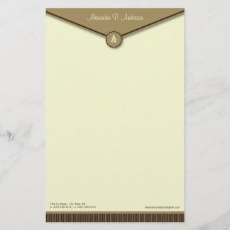 Elegant kuvert (mocha), monogram-förråd brevpapper