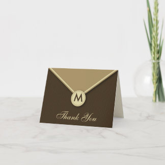 Elegant Kuvert Monogram Mocha - tackkort