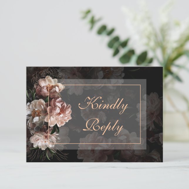 Elegant kväll Rose Gold bröllop RSVP  OSA Kort (Stående Fram)