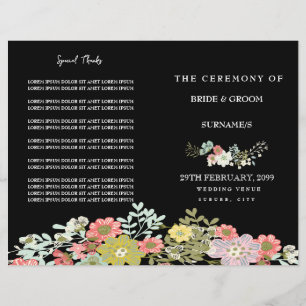 Elegant Kvälls Blommig Trädgård Bröllopsprogram