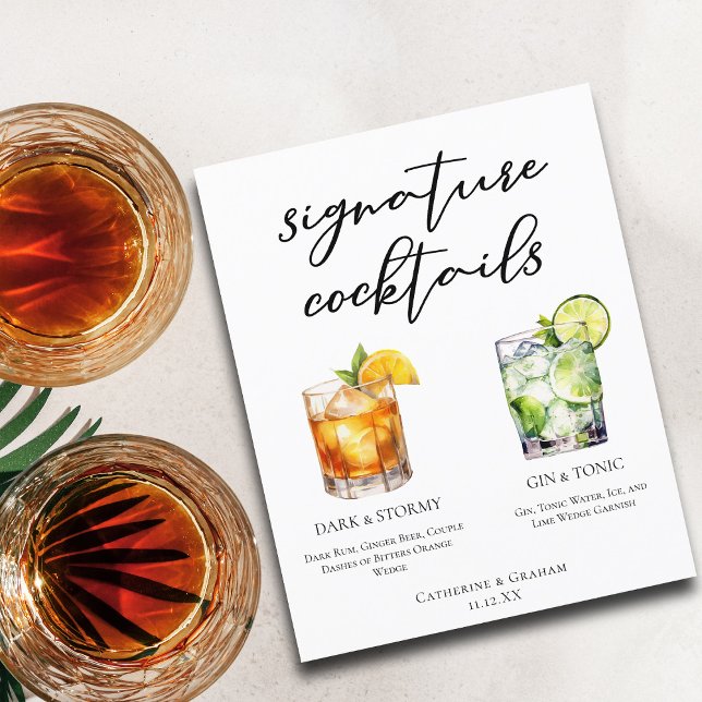 Elegant Kväve Namnteckning Cocktails Bröllop Menu (Skapare uppladdad)