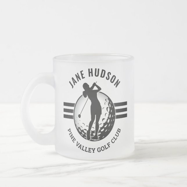 Elegant kvinna golfspelare design frostad glasmugg (Vänster)
