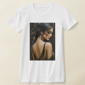 Elegant kvinna i 3D mikro mosaik – Lyx T Shirt