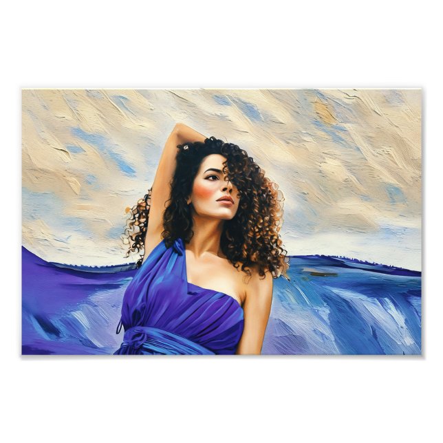 Elegant Kvinna i blå  i Abstrakt Fototryck (Framsidan)