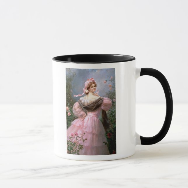 Elegant kvinna i en roträdgård mugg (Höger)