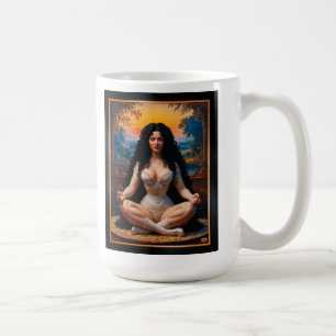 Elegant kvinna i meditativ harmoni av Xzendor7 Kaffemugg