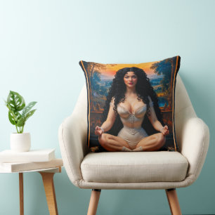 Elegant kvinna i meditativ harmoni av Xzendor7 Kudde