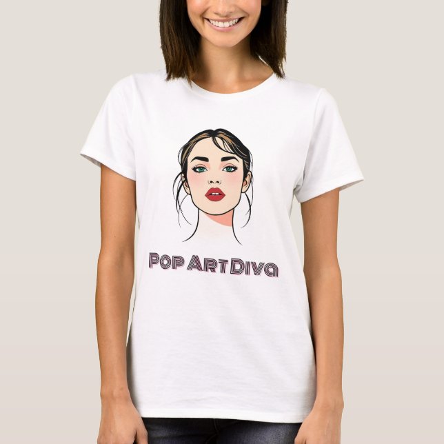 Elegant Kvinna i minimal poppkonst T Shirt (Framsida)