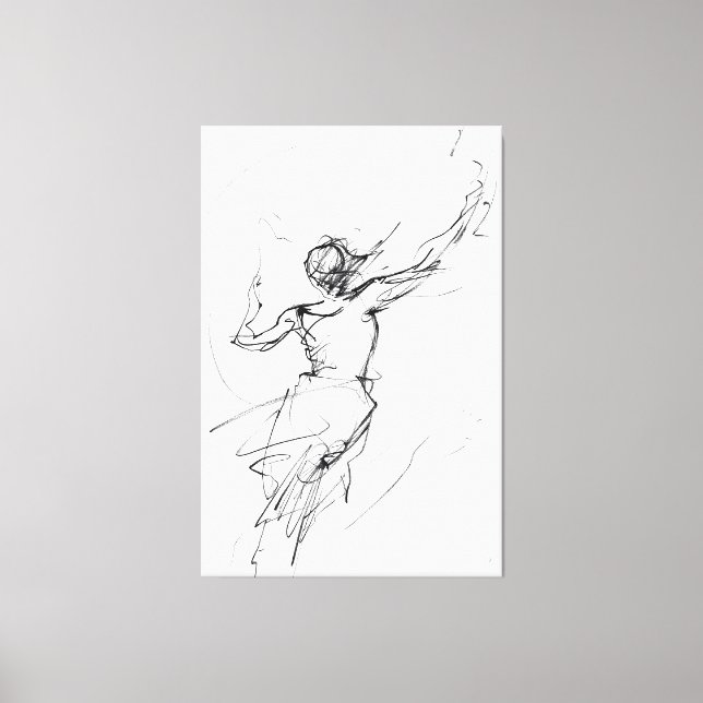 Elegant Kvinna i Rörelse-skiss - Premium Canvastryck (Framsida)