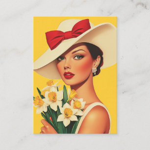 Elegant Kvinna med Daffodils Visitkort