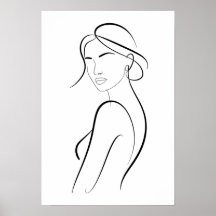 Elegant kvinna med hatt minimalistisk linje konst