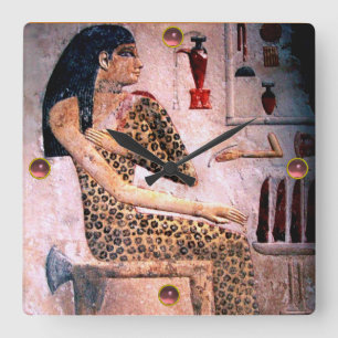 ELEGANT KVINNA, MODE OCH ANTIKENS EGYPTEN FYRKANTIG KLOCKA