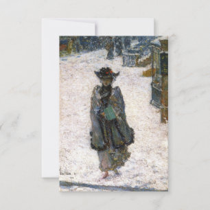 Elegant kvinna på julmorgon (Childe Hassam) Kort