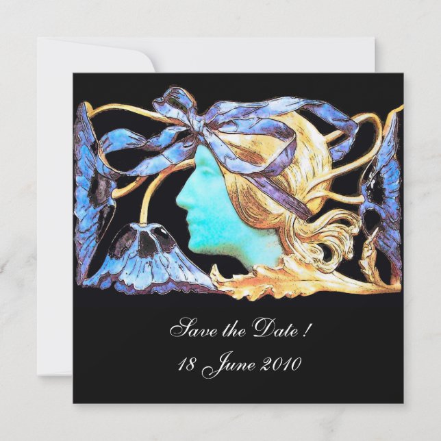 ELEGANT KVINNA SKÖNHET JUVEL /DAM,BLÅ SLINGA,BLOMM INBJUDNINGAR (Framsida)