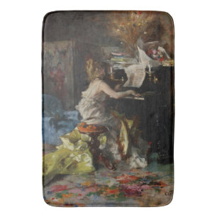 Elegant kvinna som spelar piano (Giovanni Boldini) Badrumsmatta