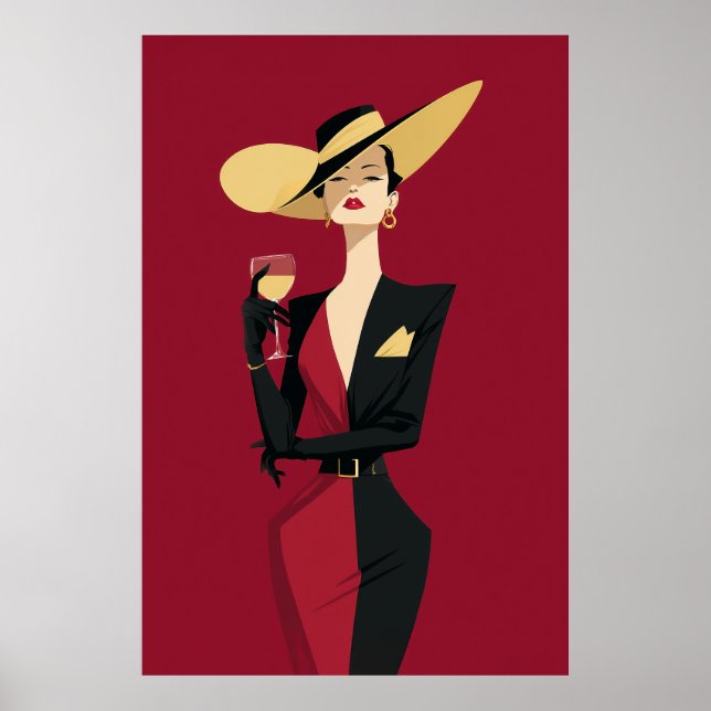 Elegant kvinna vin illustration poster (Framsidan)