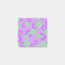 Elegant kvinnlig lila neon grön blomma vår post-it block