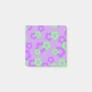 Elegant kvinnlig lila neon grön blomma vår post-it block