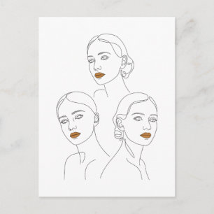 Elegant kvinnlig linjekonst Trio, minimalistisk kv Vykort