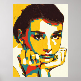 Elegant kvinnlig porträtt vintage stil modern vägg poster