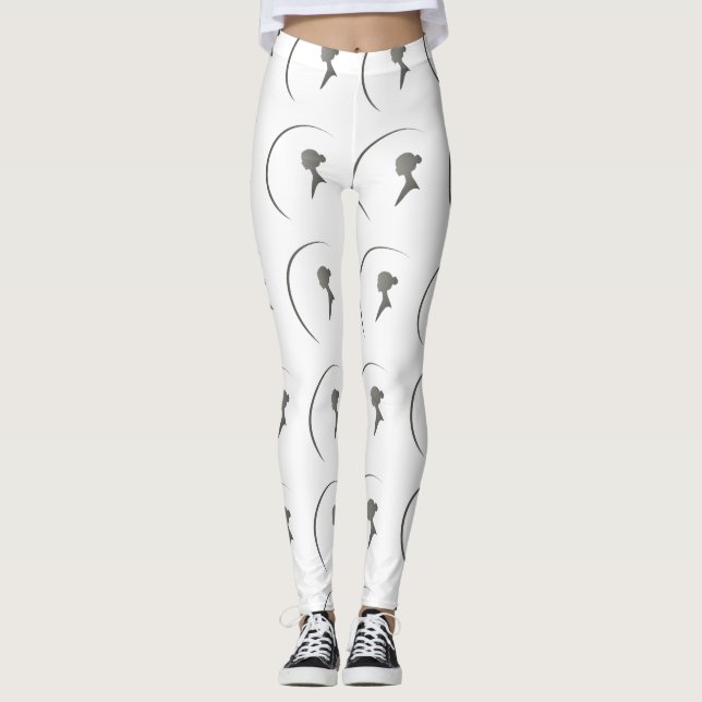 Elegant Kvinnlig Silhuett Minimalistisk Halvmåne K Leggings (Framsida)