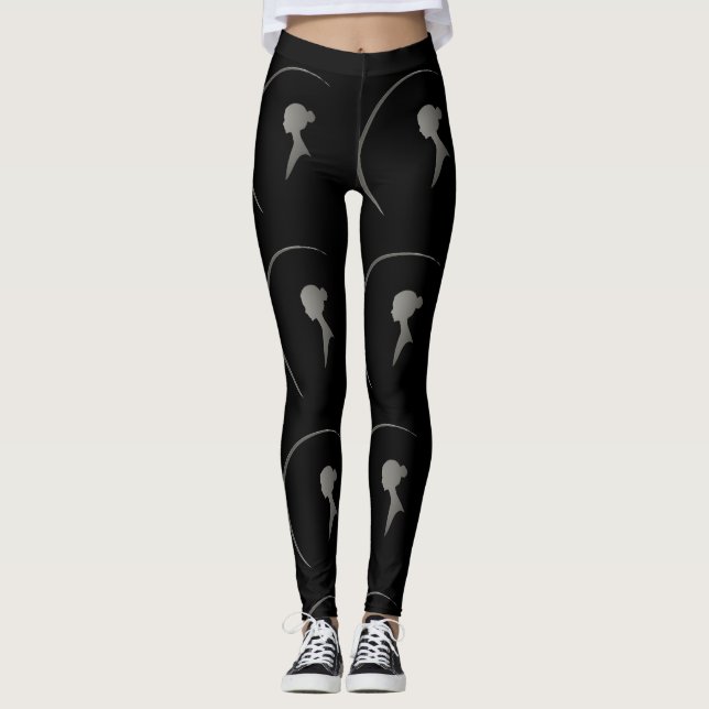 Elegant Kvinnlig Silhuett Minimalistisk Halvmåne K Leggings (Framsida)