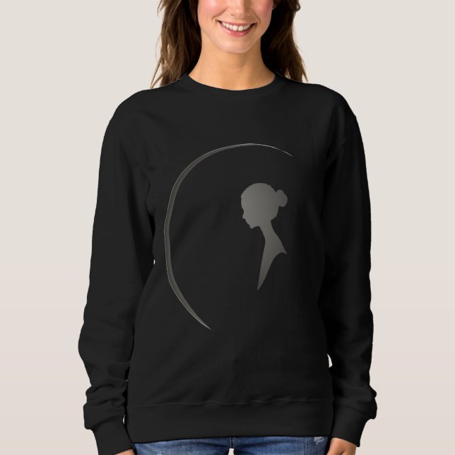 Elegant Kvinnlig Silhuett Minimalistisk Halvmåne K T Shirt (Framsida)