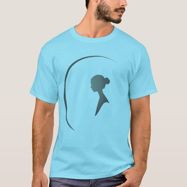 Elegant Kvinnlig Silhuett Minimalistisk Halvmåne K T Shirt (Framsida)