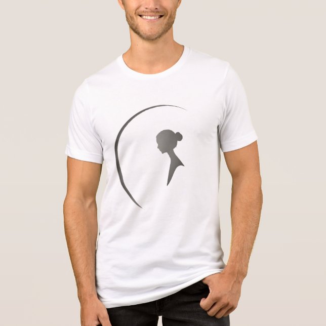 Elegant Kvinnlig Silhuett Minimalistisk Halvmåne K T Shirt (Framsida)