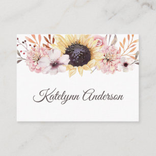 Elegant kvinnlig solrosblommigt visitkort