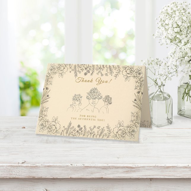 Elegant Kvinnodagen Firande Historik Blommigt Tack Kort (Skapare uppladdad)