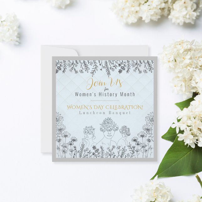 Elegant Kvinnodagen Firande Historik Pastellblå Inbjudningar (Skapare uppladdad)