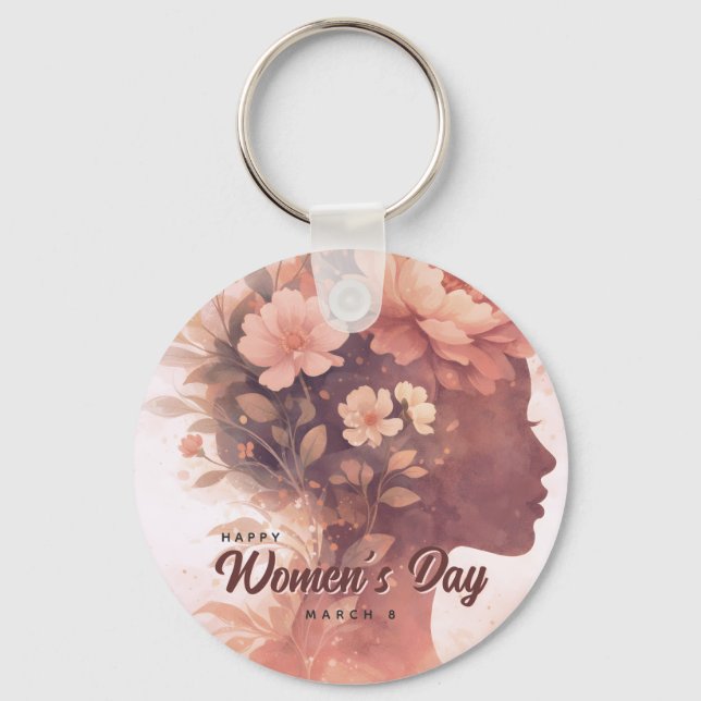 Elegant Kvinnodagsfirande Blommars 8 Mars Nyckelring (Framsida)