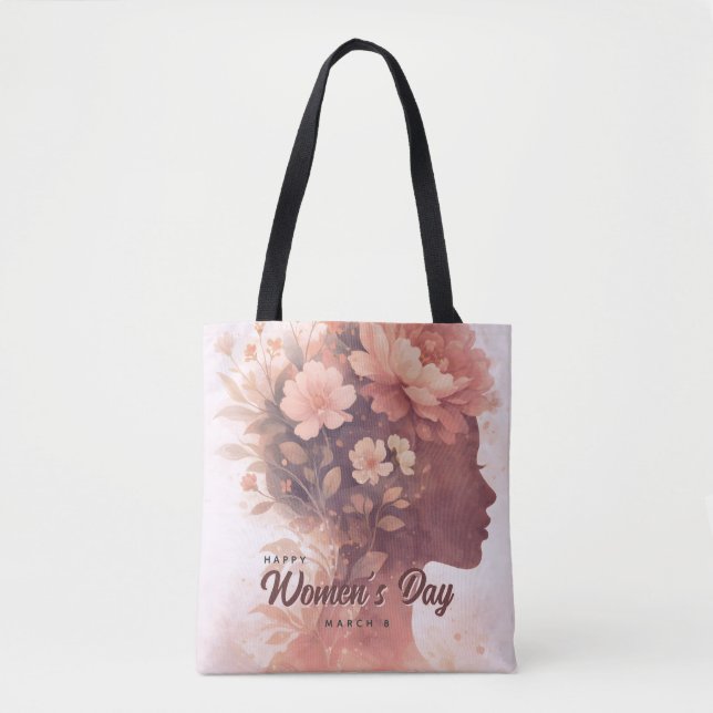 Elegant Kvinnodagsfirande Blommarsch 8 mars Tygkasse (Framsida)