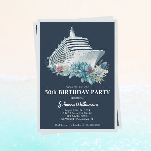 Elegant Kvinnor 50:e Födelsedagsfesten Cruise Frak Inbjudningar